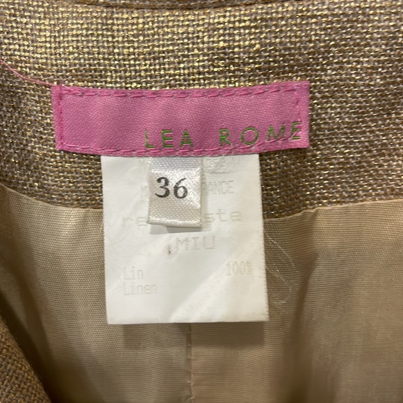 LEA ROME Gold Linen blazer jacket size 36 /2 - Picture 2 of 5